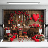 Aperturee - Aperturee Greenery Red Rose Romantic Valentines Day Backdrop